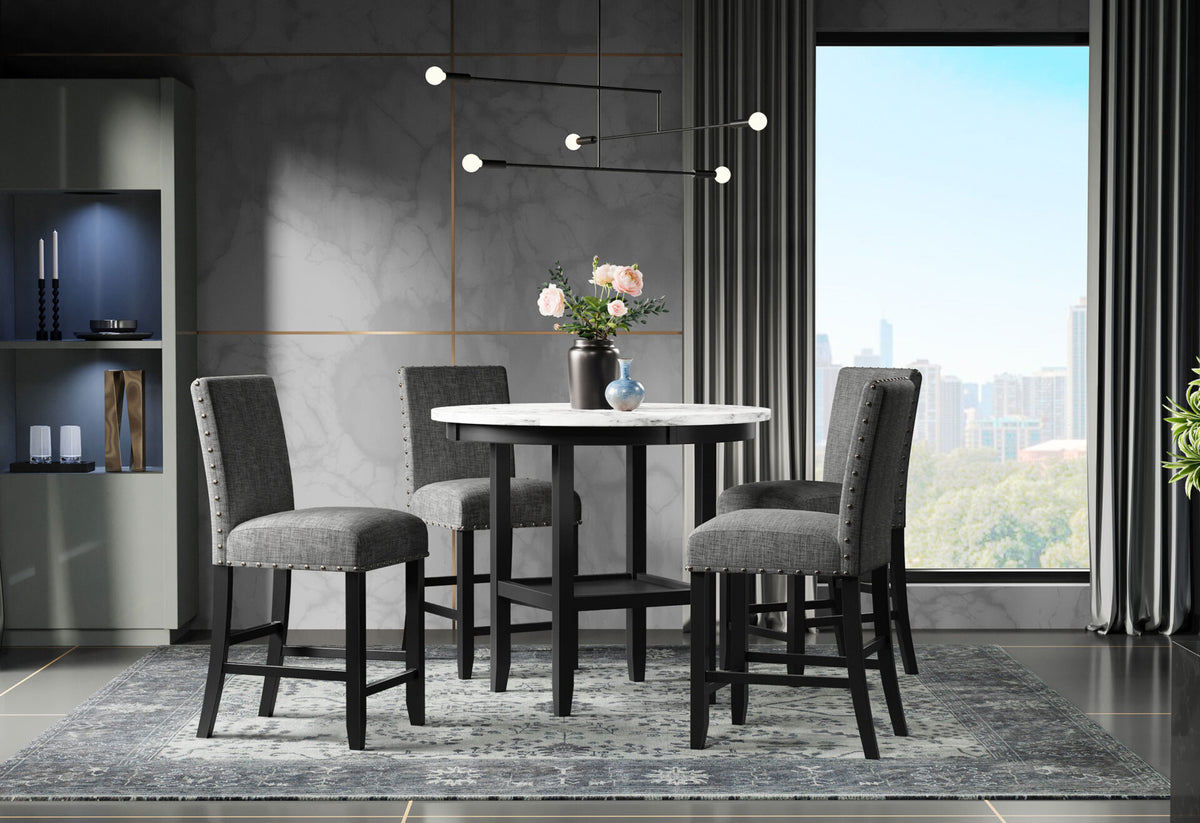 D40011 Round Bar Table + 4 Bar Stools