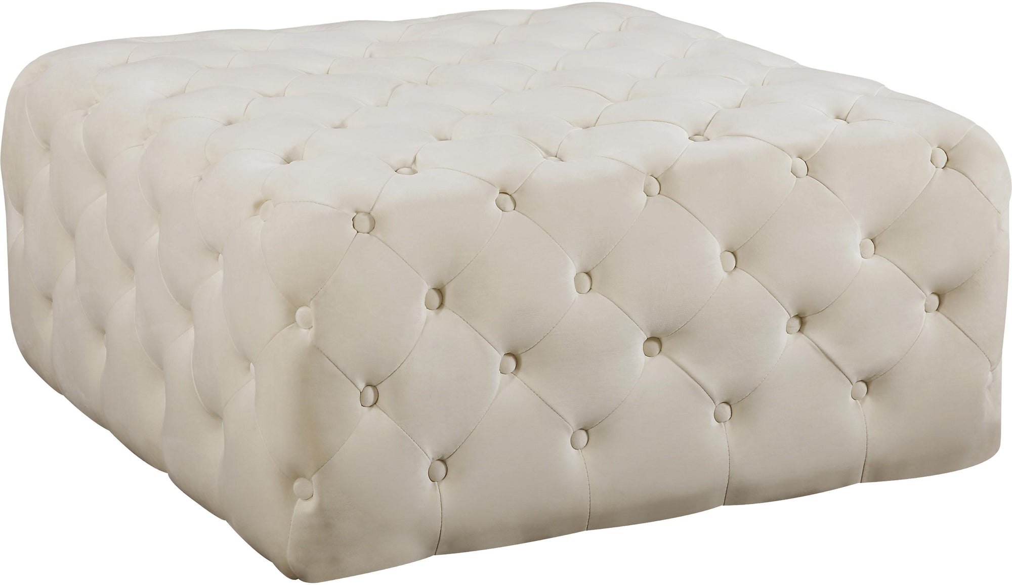Ariel Cream Velvet Ottoman/Bench