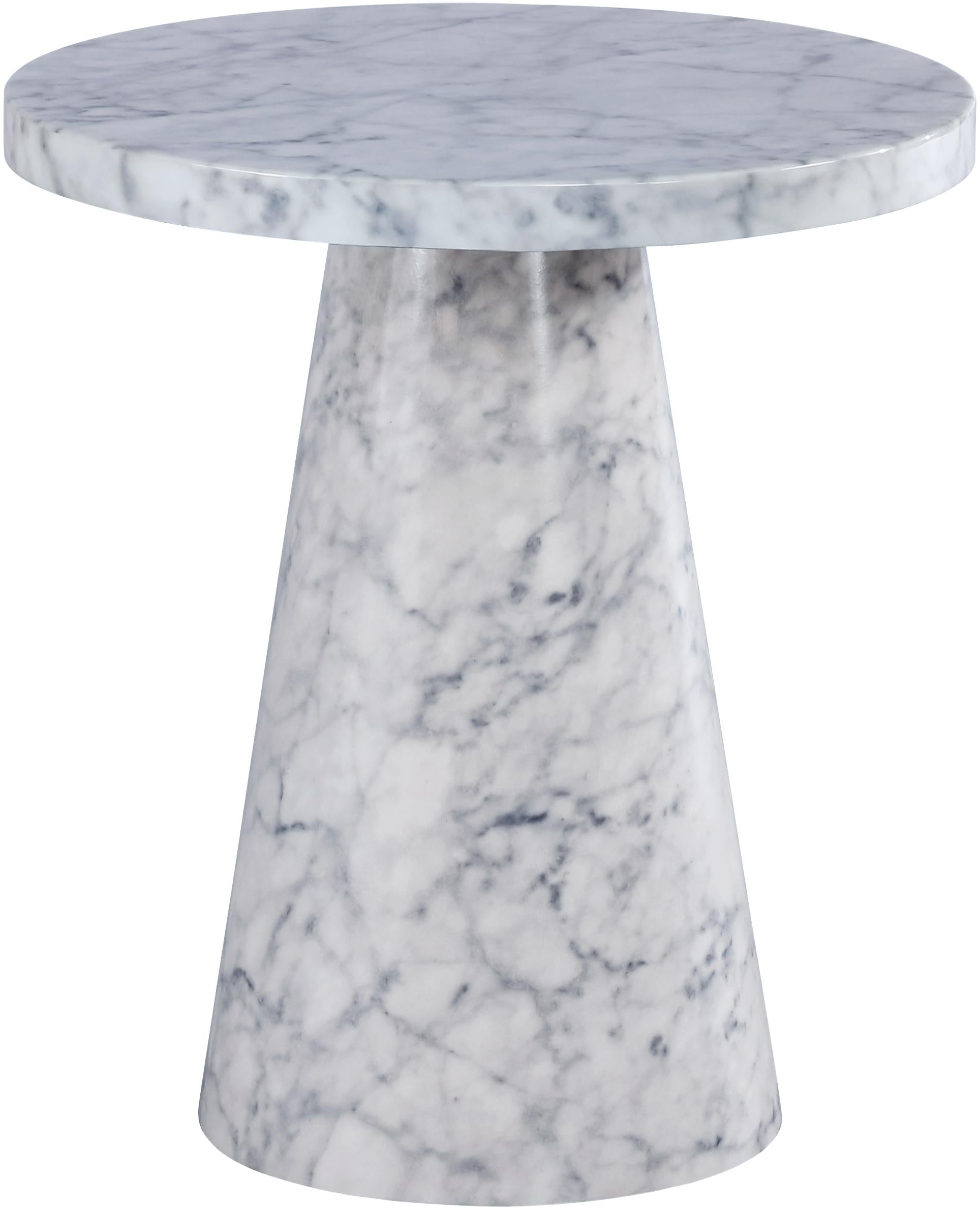 Omni White Faux Marble End Table