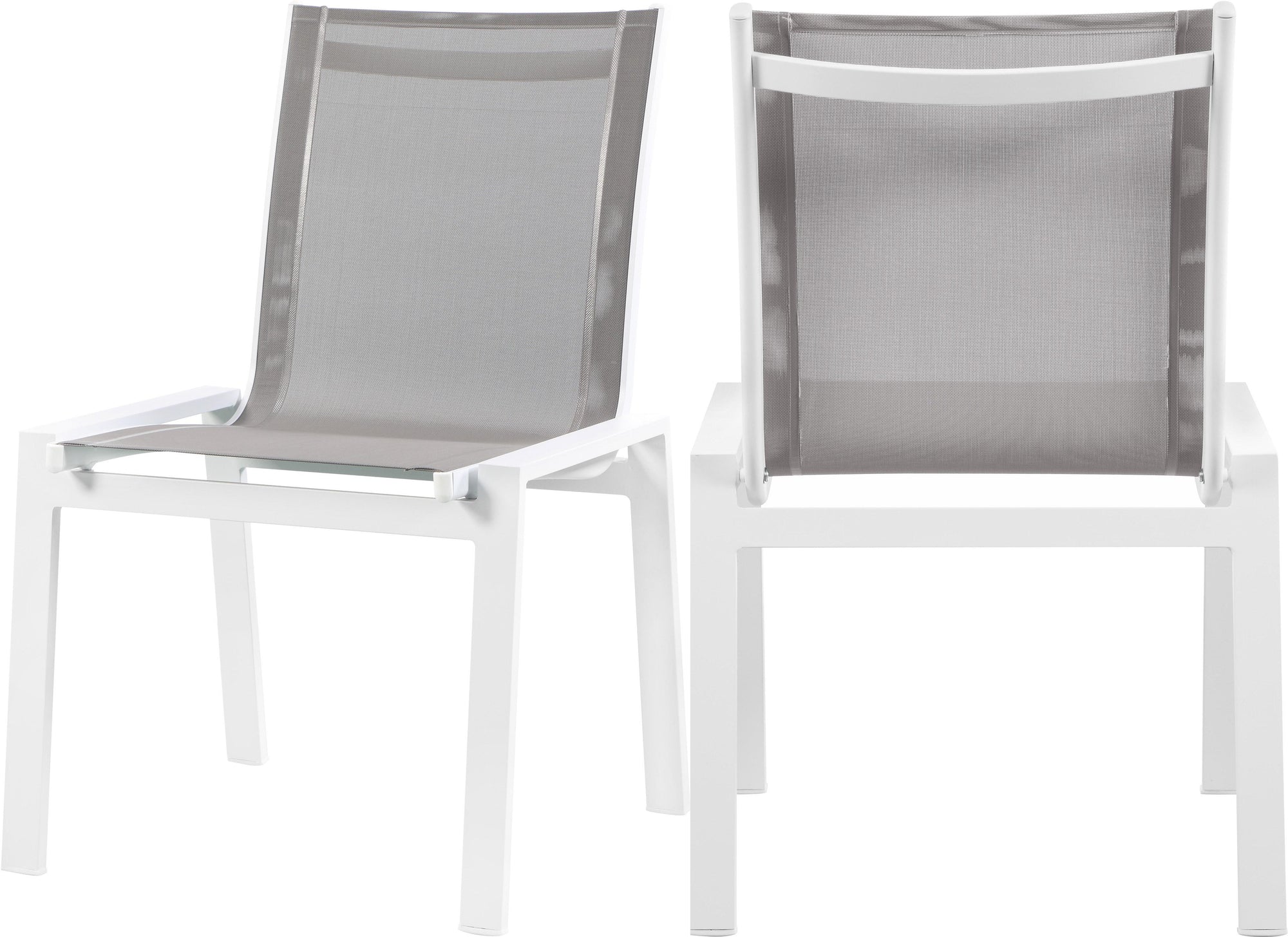 Nizuc Grey Mesh Waterproof Fabric Outdoor Patio Aluminum Mesh Dining Chair