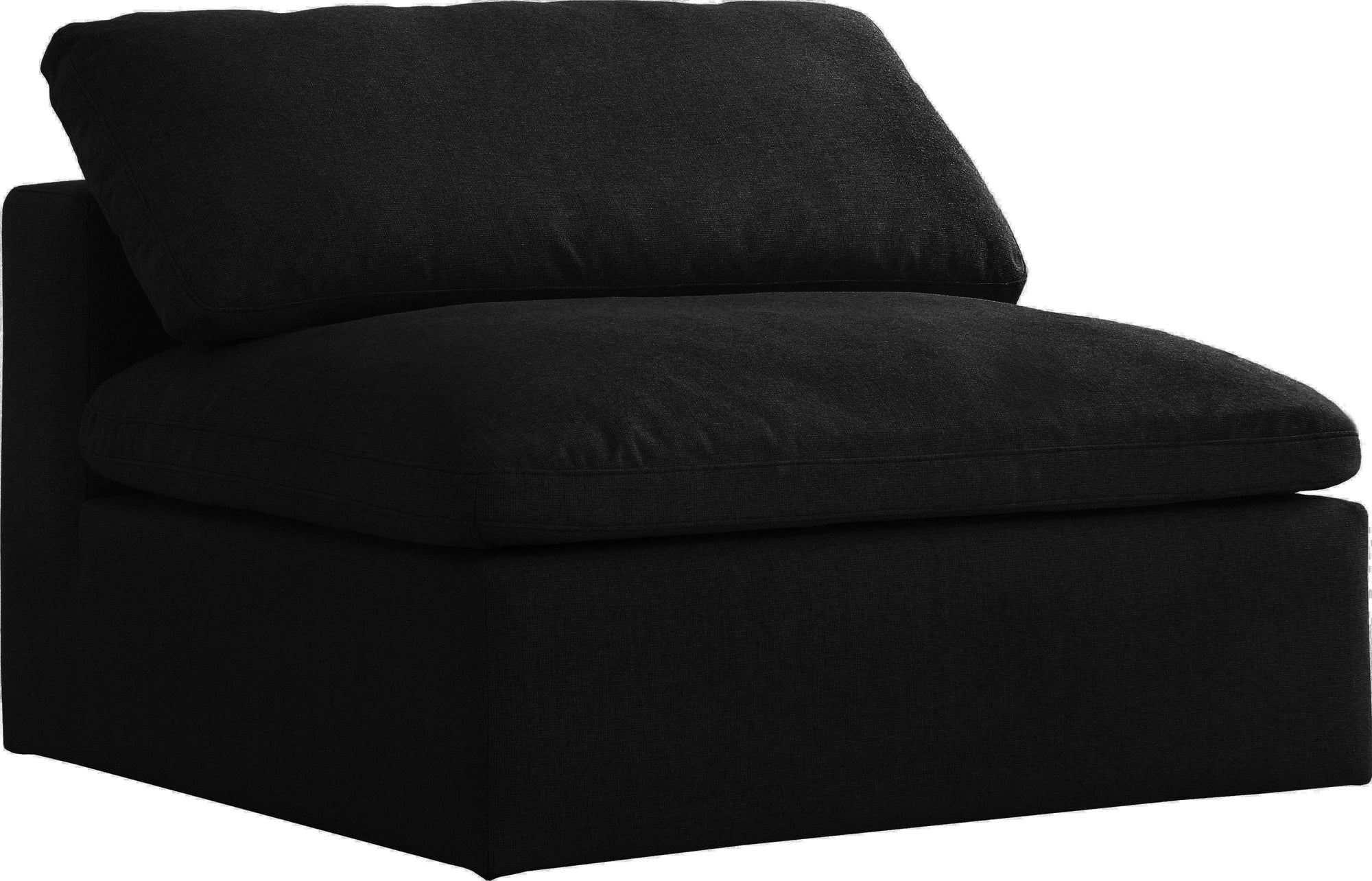 Serene Black Linen Fabric Deluxe Cloud Armless Chair