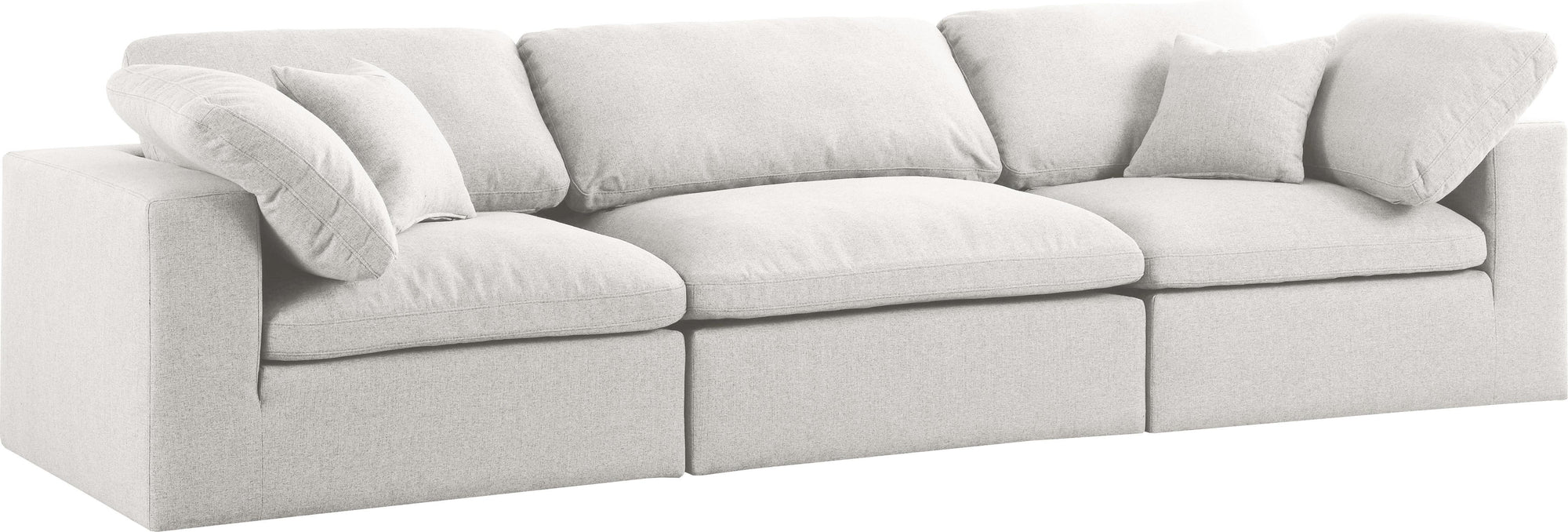 Serene Cream Linen Fabric Deluxe Cloud Modular Sofa