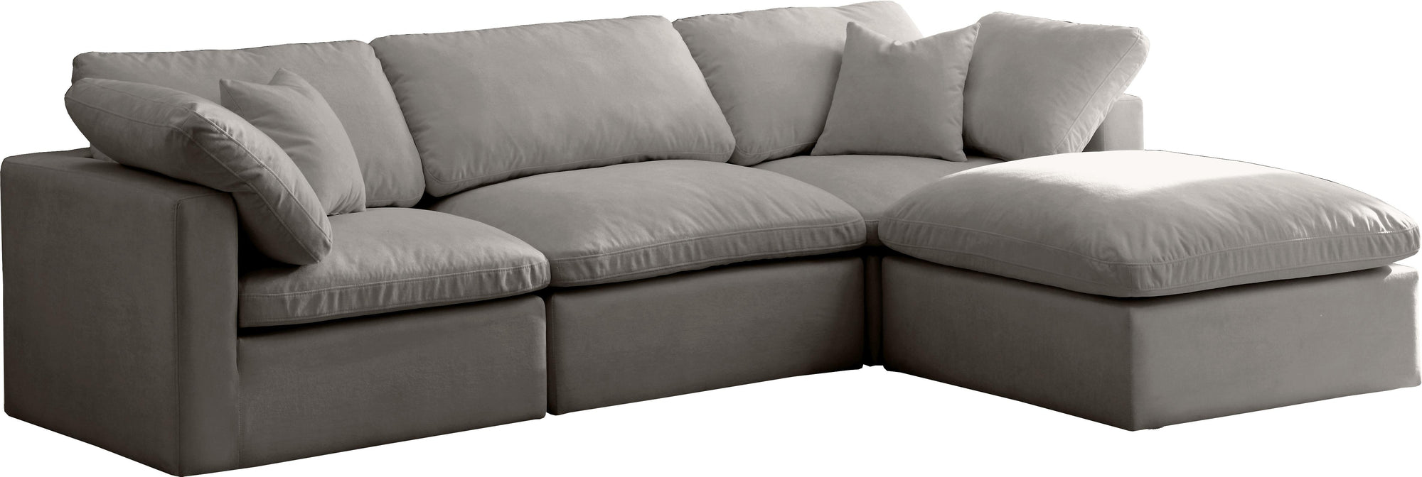 Plush Grey Velvet Standard Cloud Modular Sectional