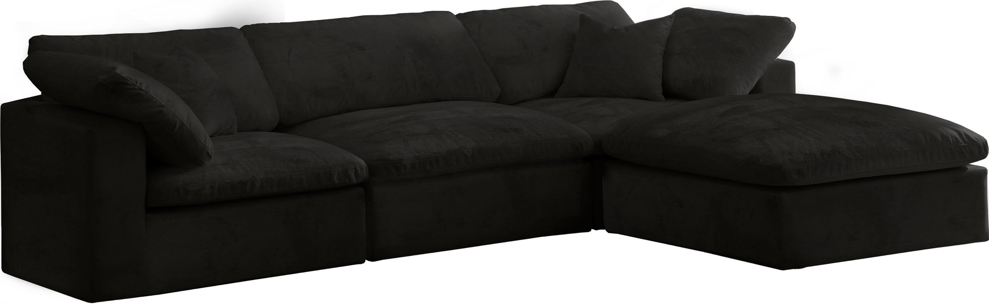 Cozy Black Velvet Cloud Modular Sectional