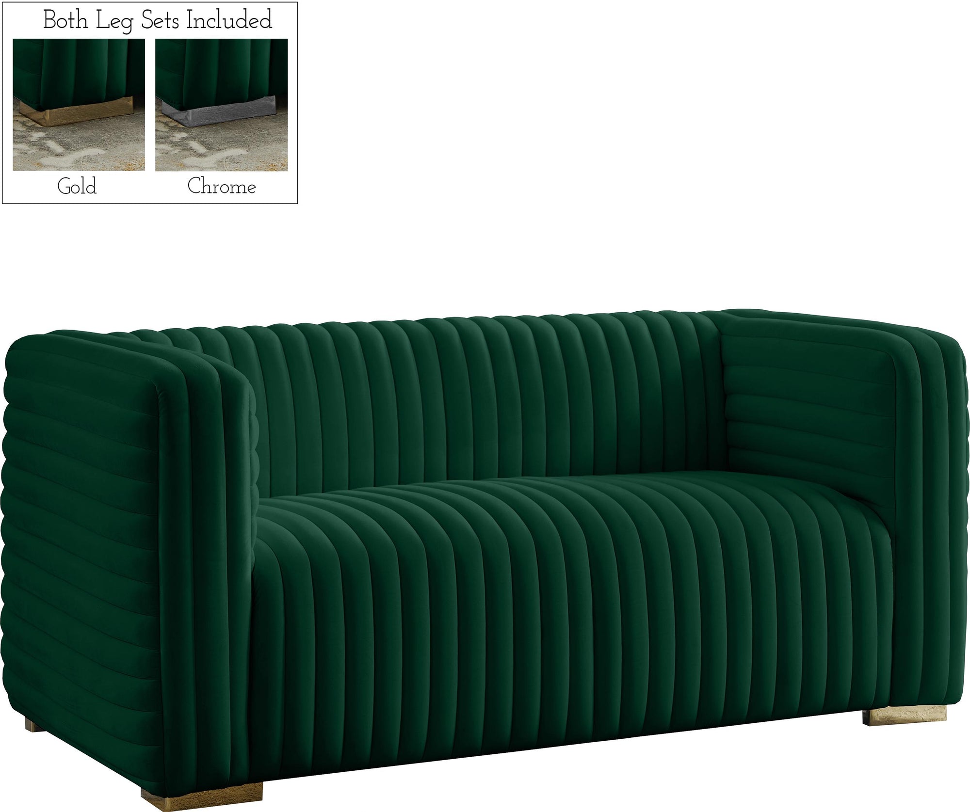 Ravish Green Velvet Loveseat