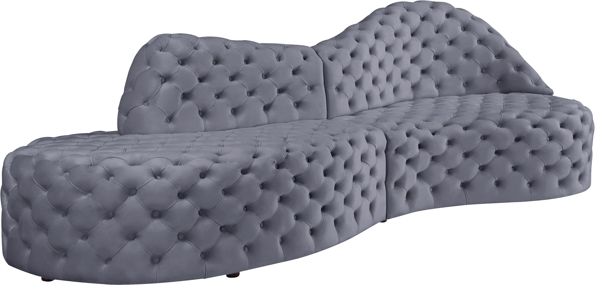 Royal Grey Velvet 2pc. Sectional