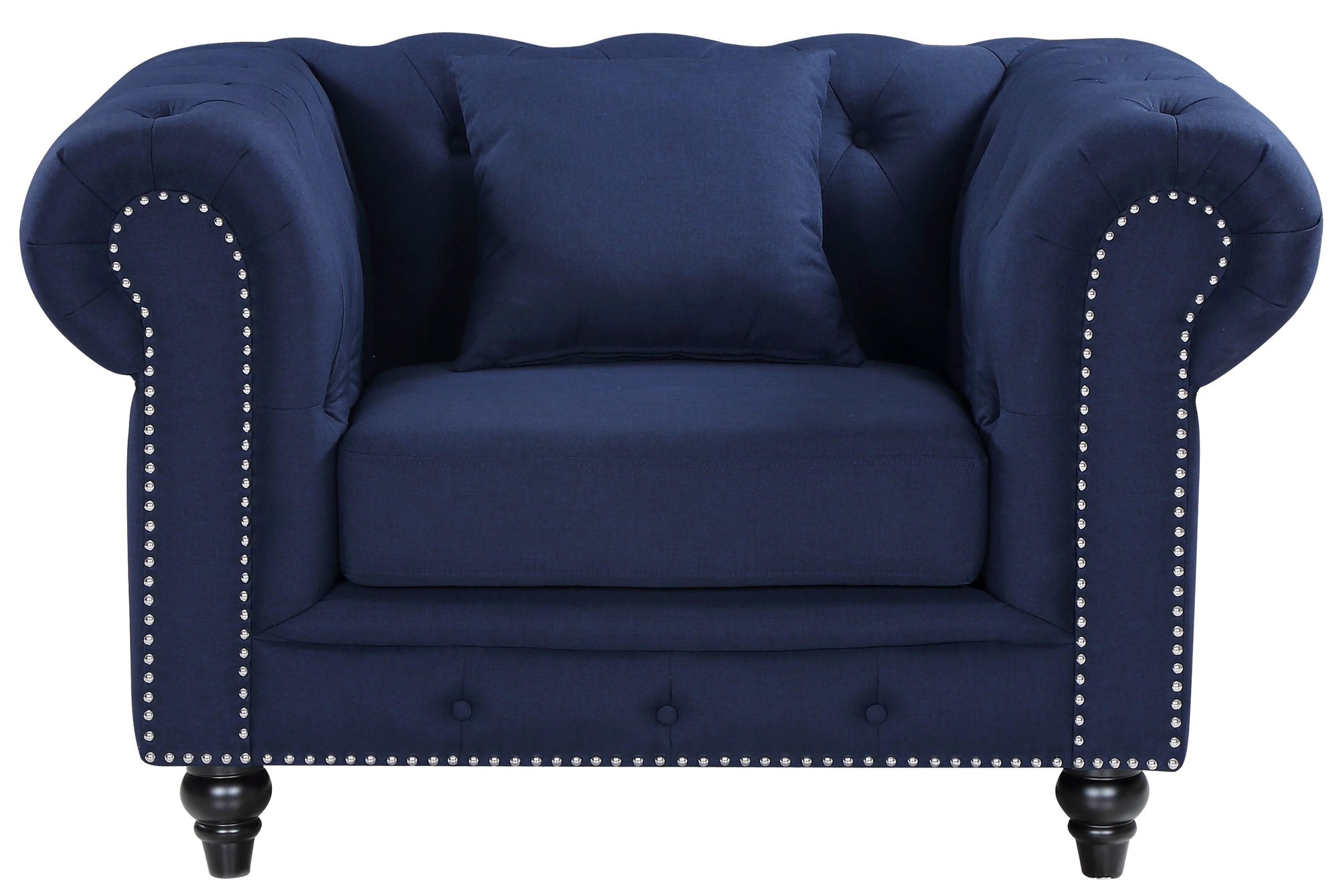 Chesterfield Navy Linen Chair