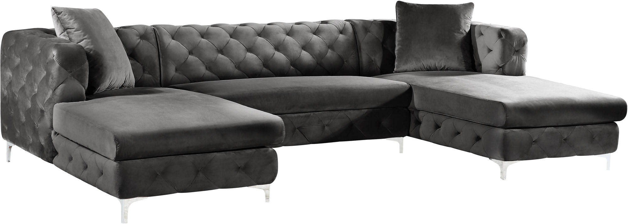 Gail Grey Velvet 3pc. Sectional
