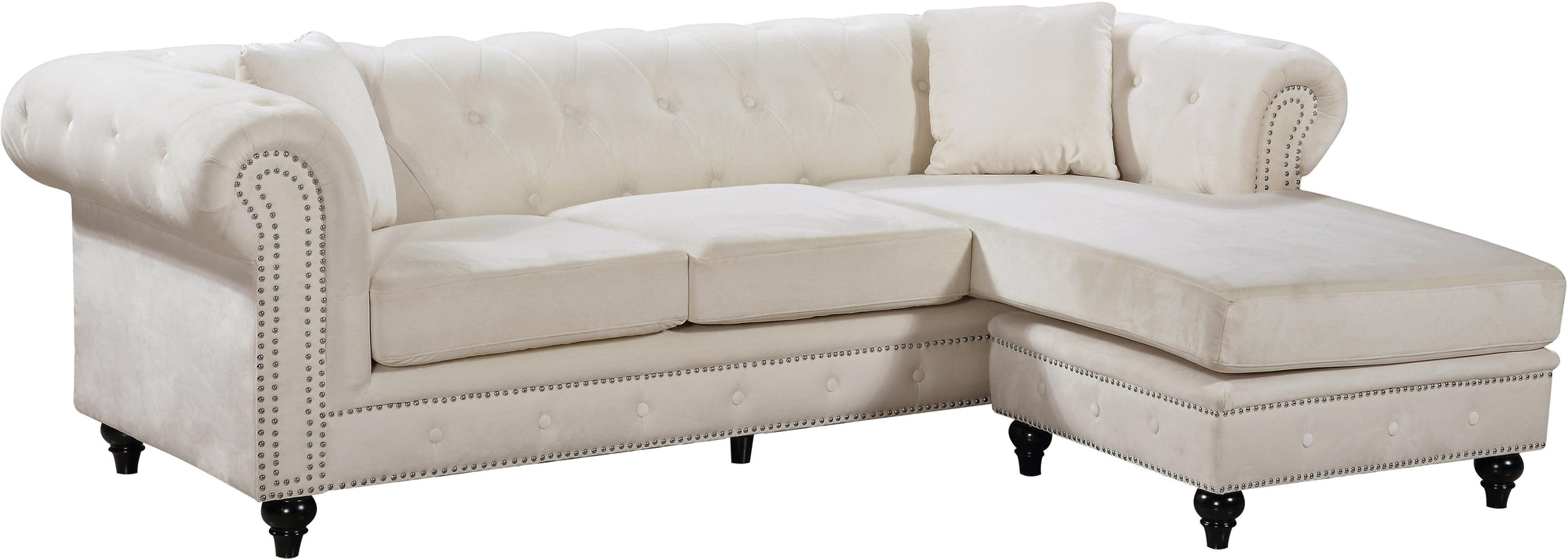 Sabrina Cream Velvet 2pc. Reversible Sectional