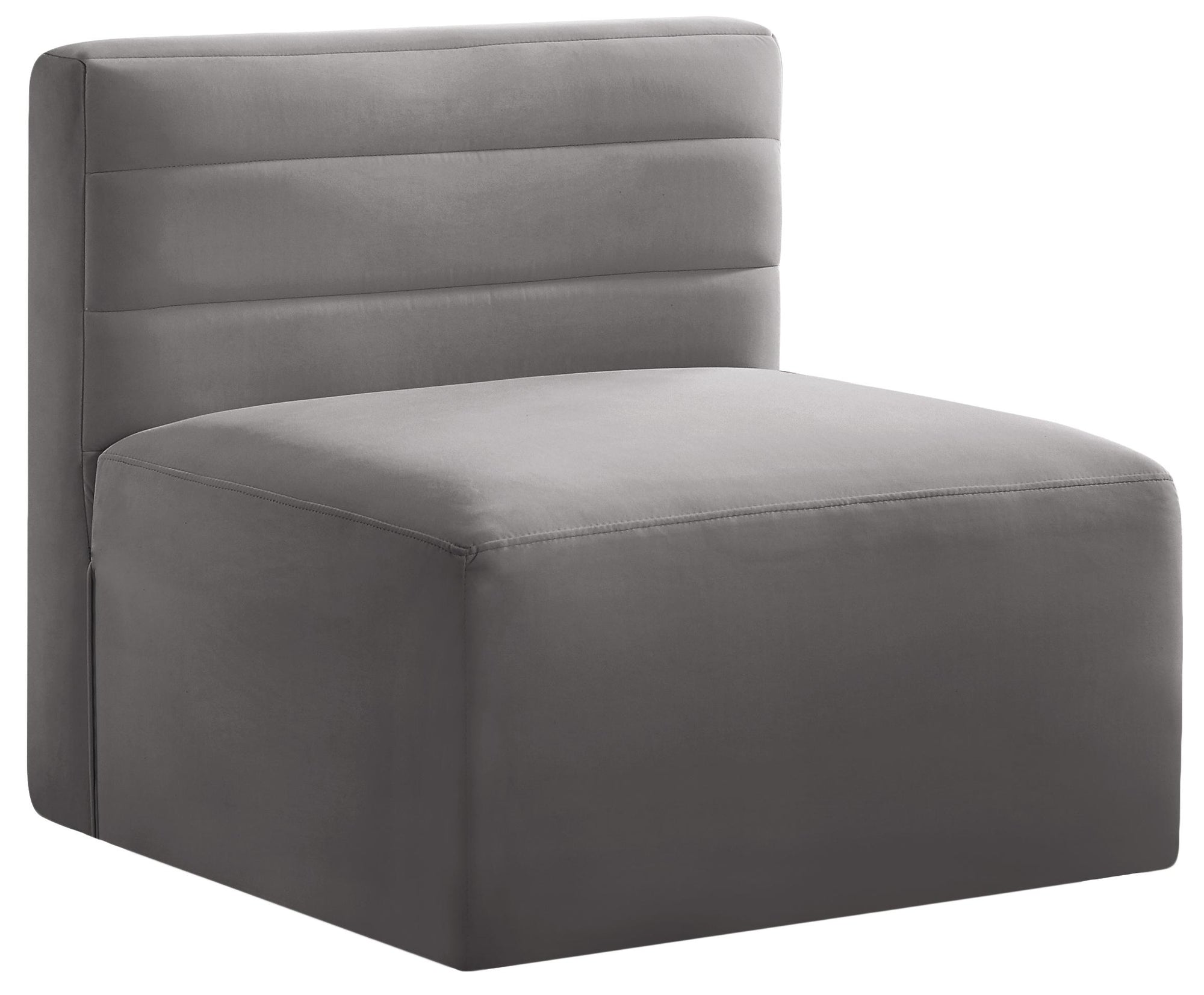 Quincy Grey Velvet Modular Armless Chair
