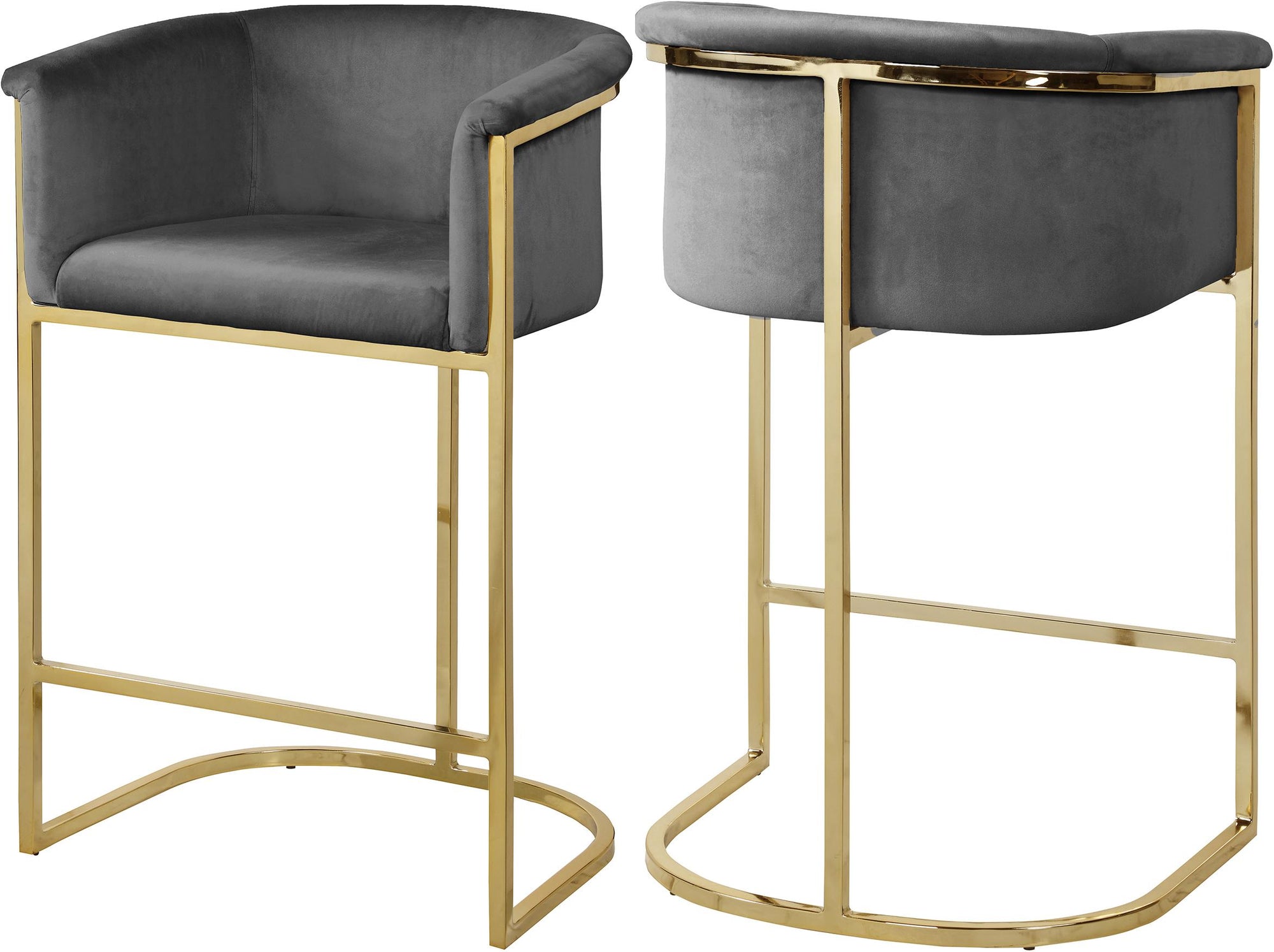 Donatella Grey Velvet Stool