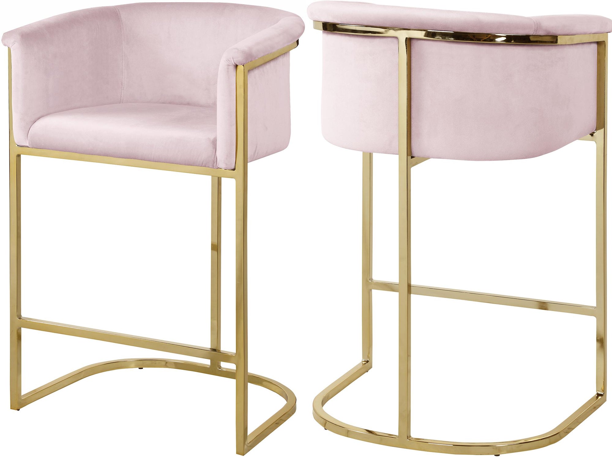 Donatella Pink Velvet Stool