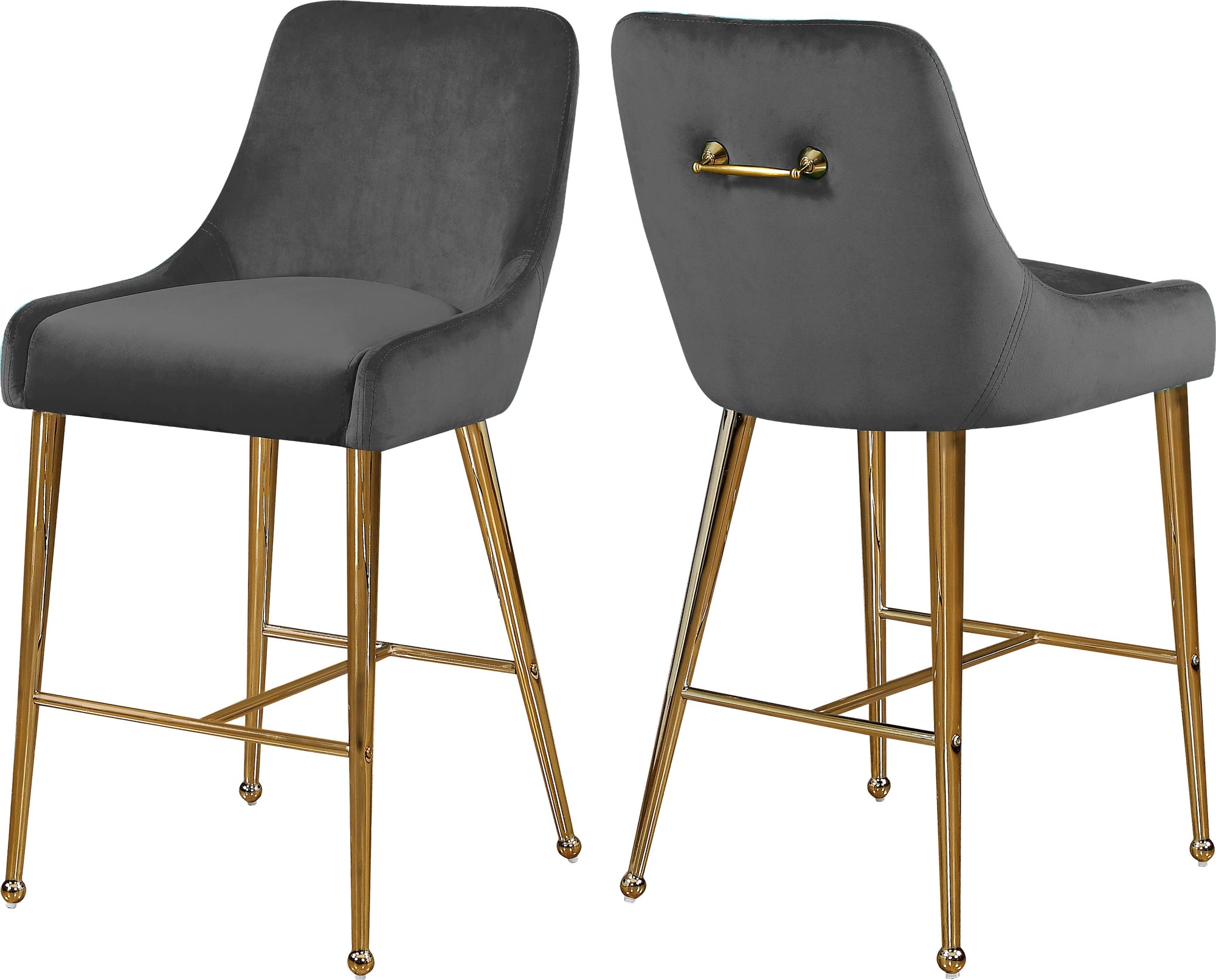 Owen Grey Velvet Stool