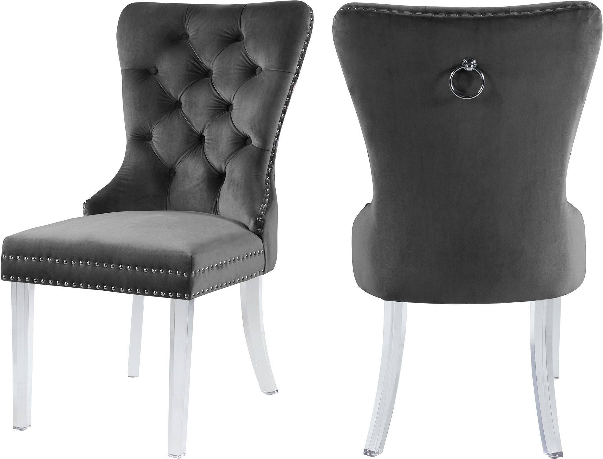 Miley Grey Velvet Dining Chair