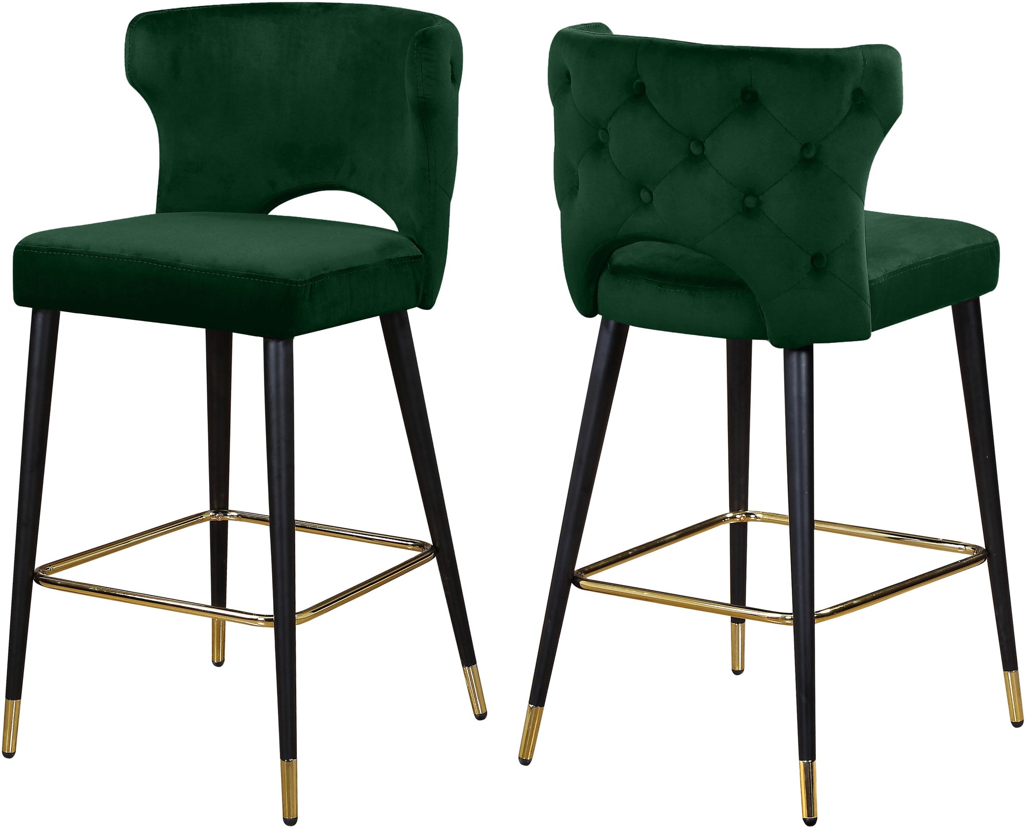 Kelly Green Velvet Stool