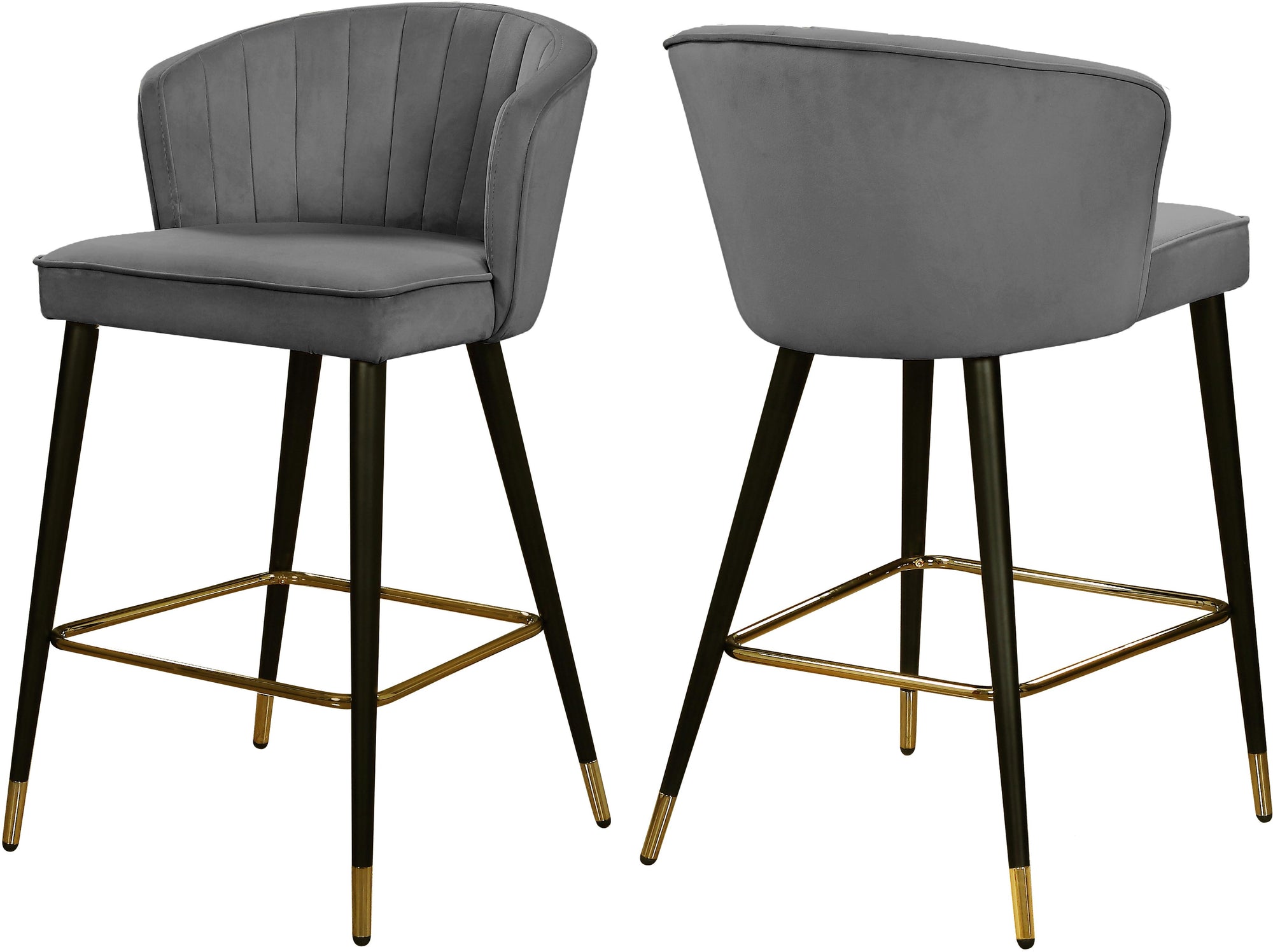 Cassie Grey Velvet Stool