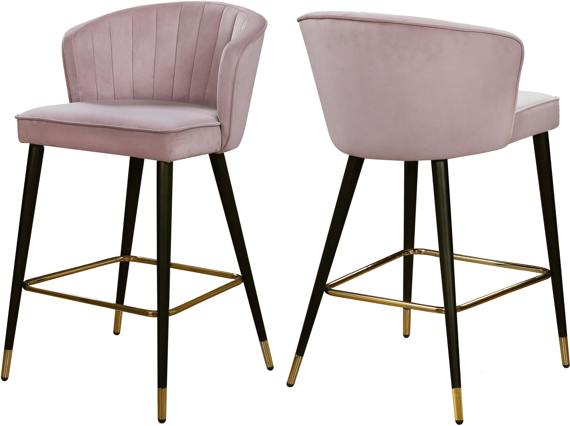 Cassie Pink Velvet Stool