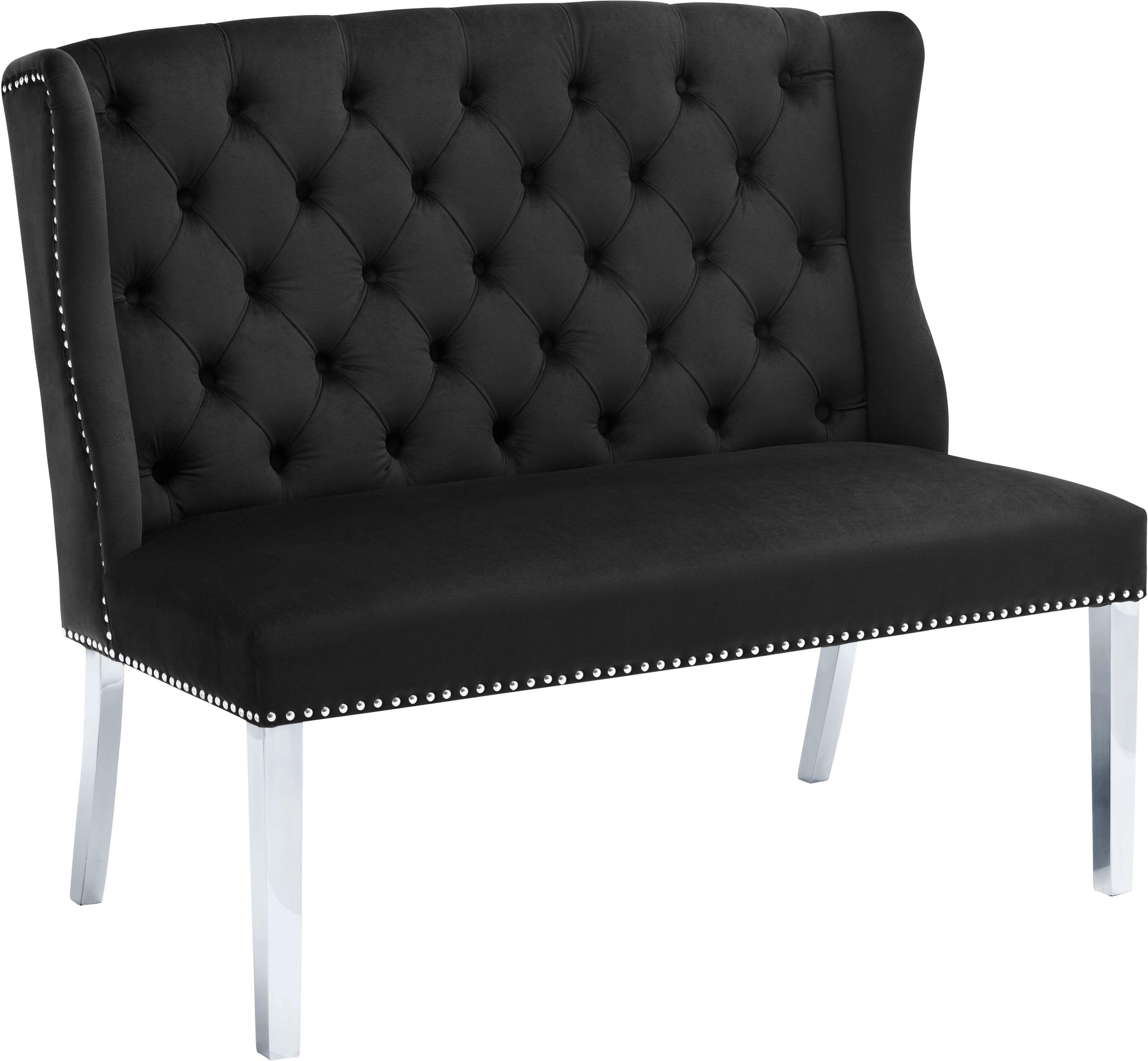 Suri Black Velvet Settee Bench