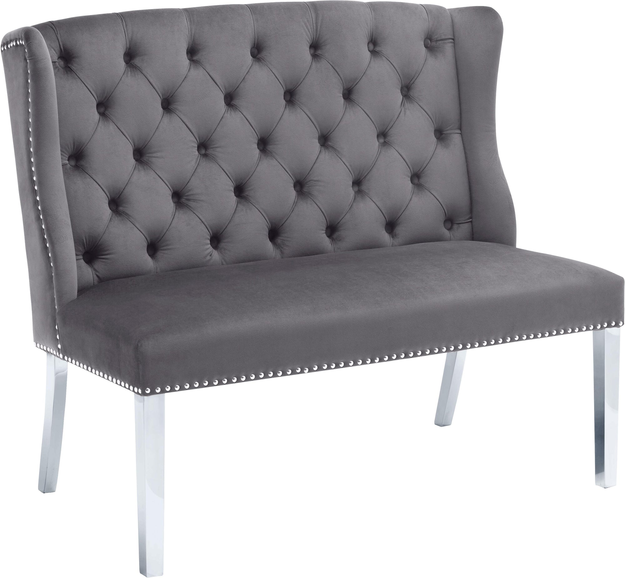 Suri Grey Velvet Settee Bench