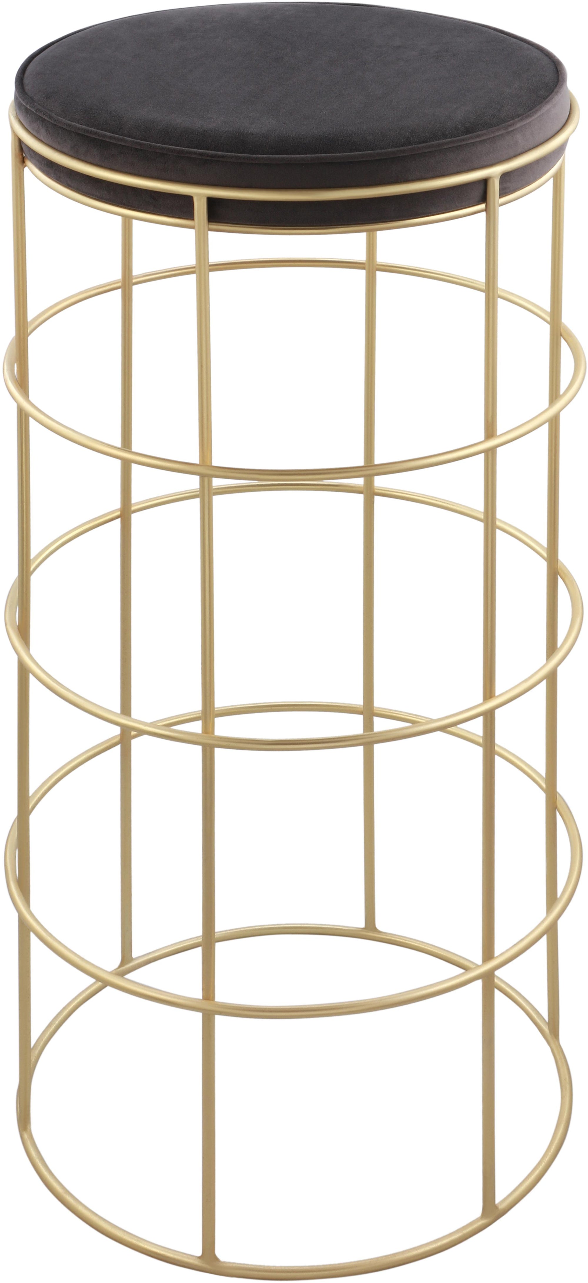 Rebar Grey Velvet Bar Stool