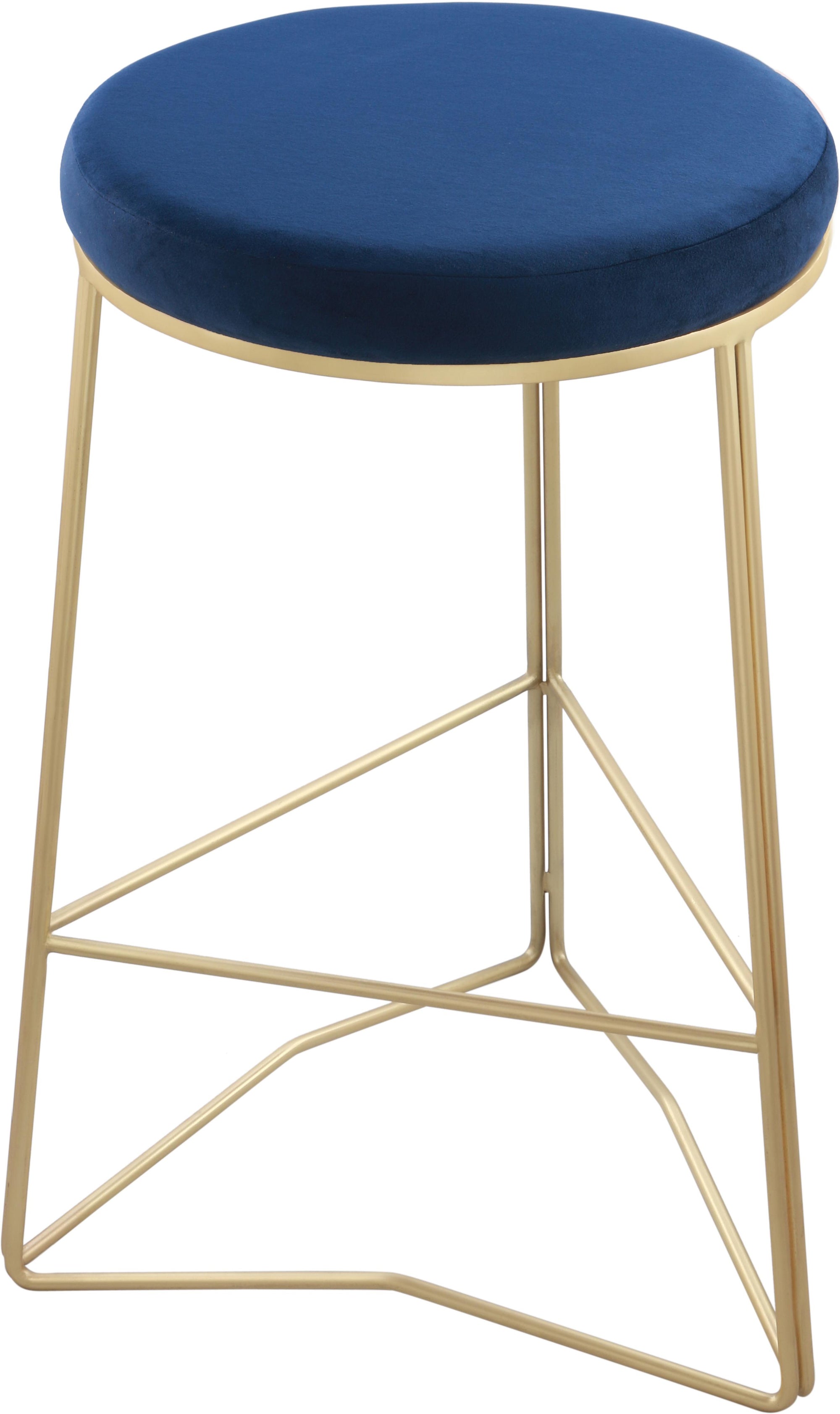 Tres Navy Velvet Counter Stool