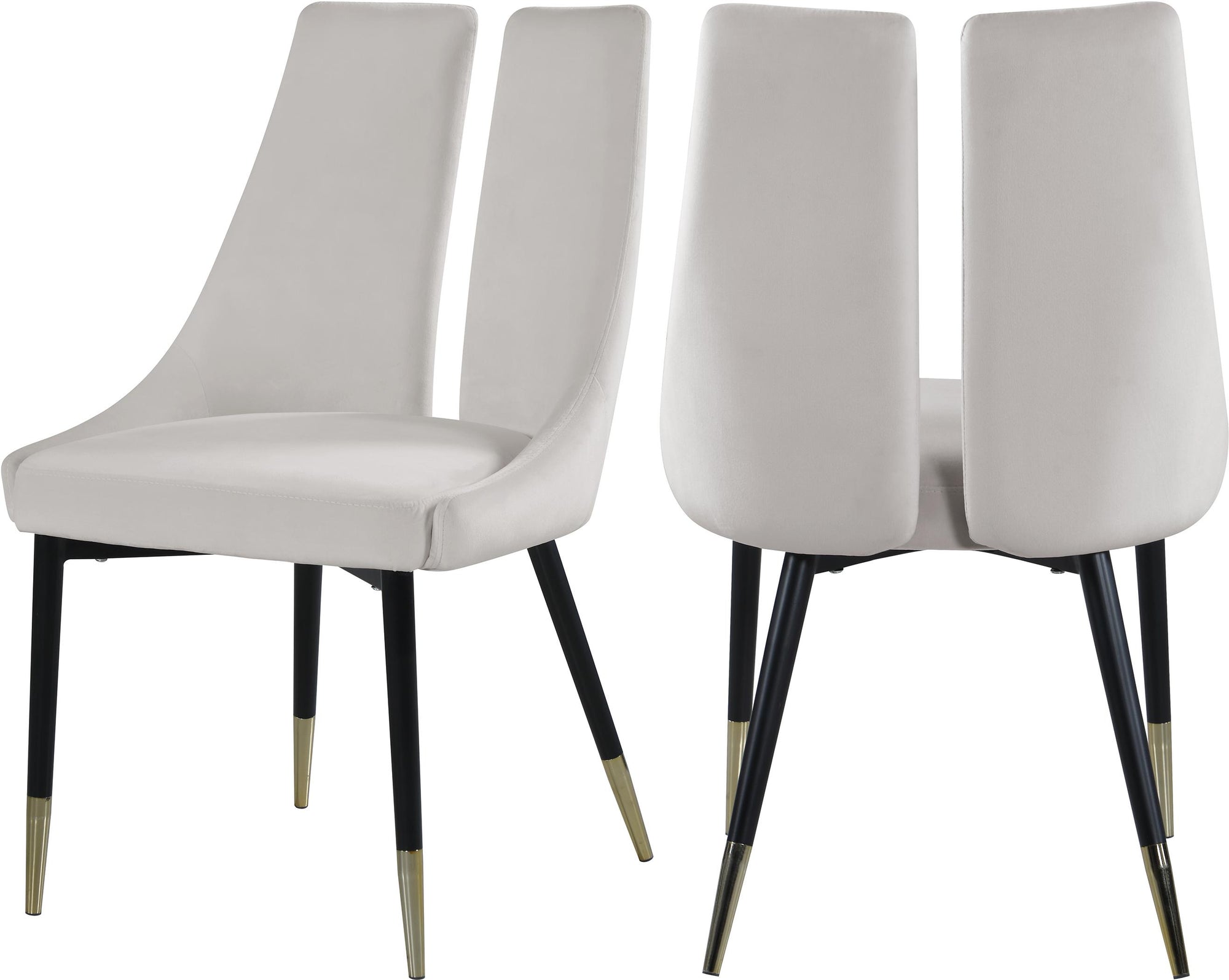 Sleek Cream Velvet Dining Chair