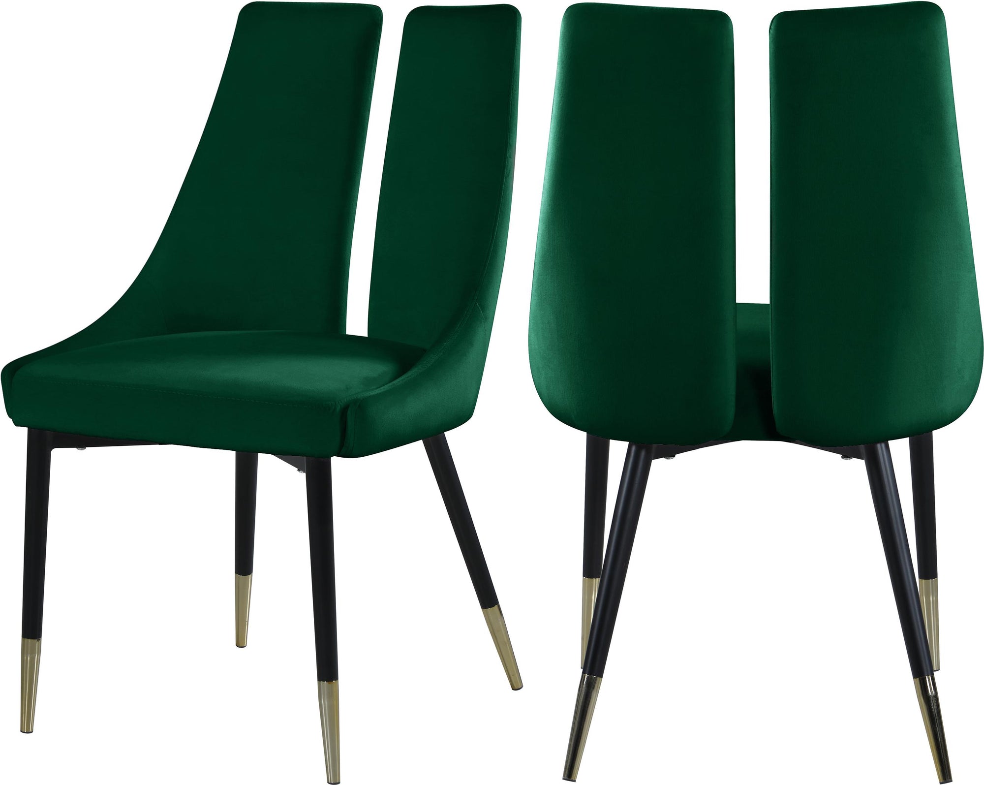 Sleek Green Velvet Dining Chair