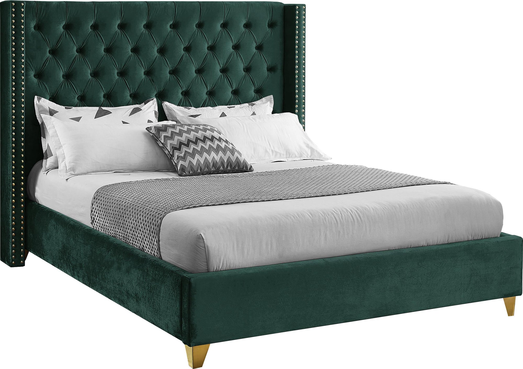 Barolo Green Velvet King Bed