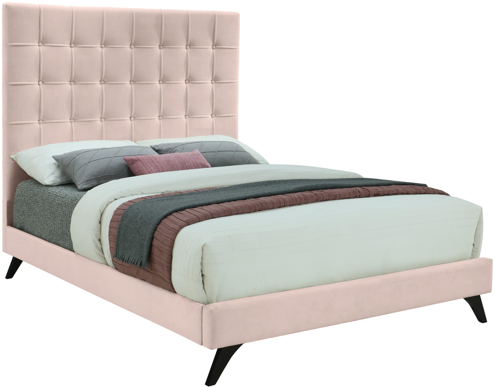 Elly Pink Velvet Full Bed