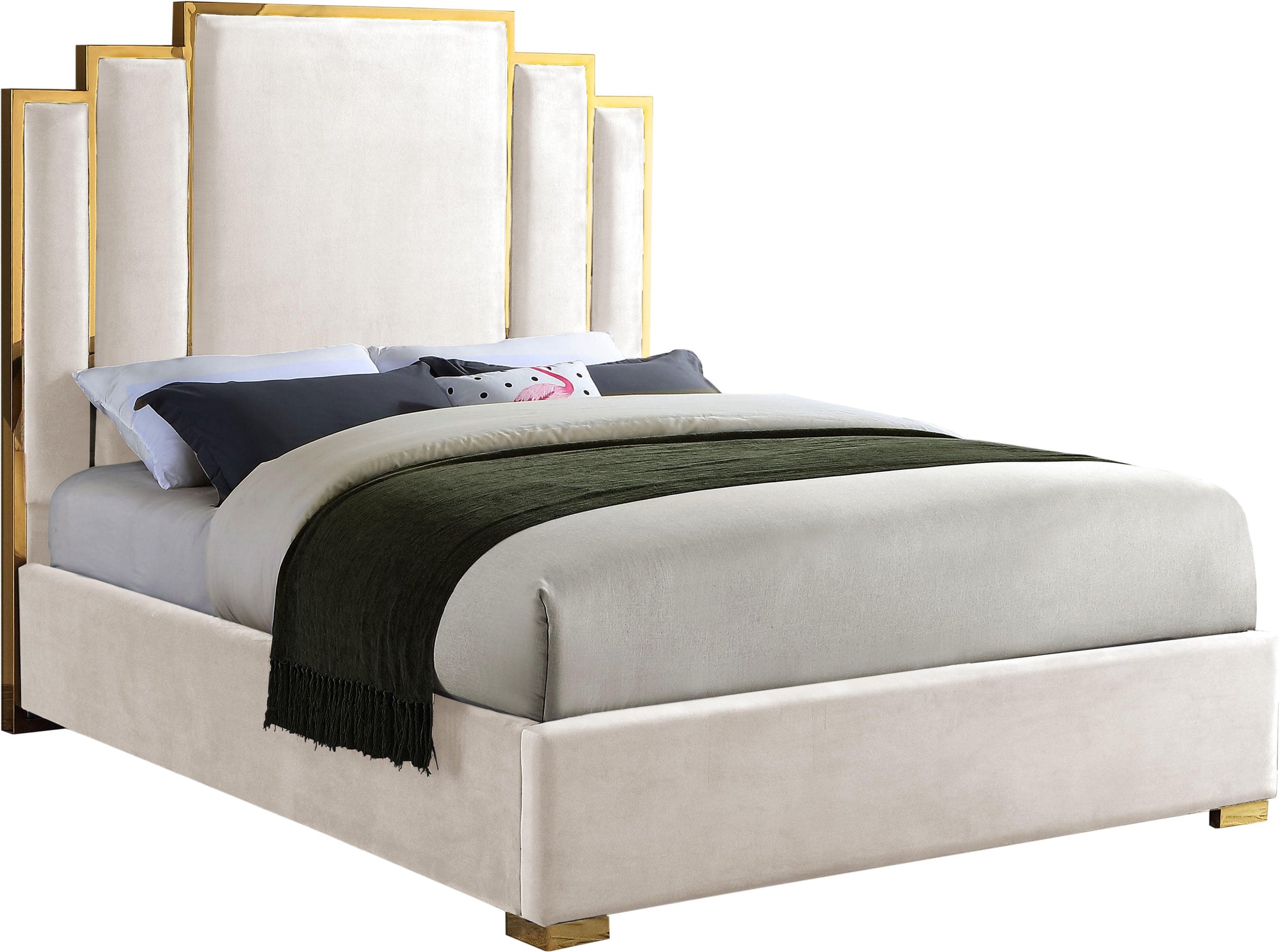 Hugo Cream Velvet King Bed