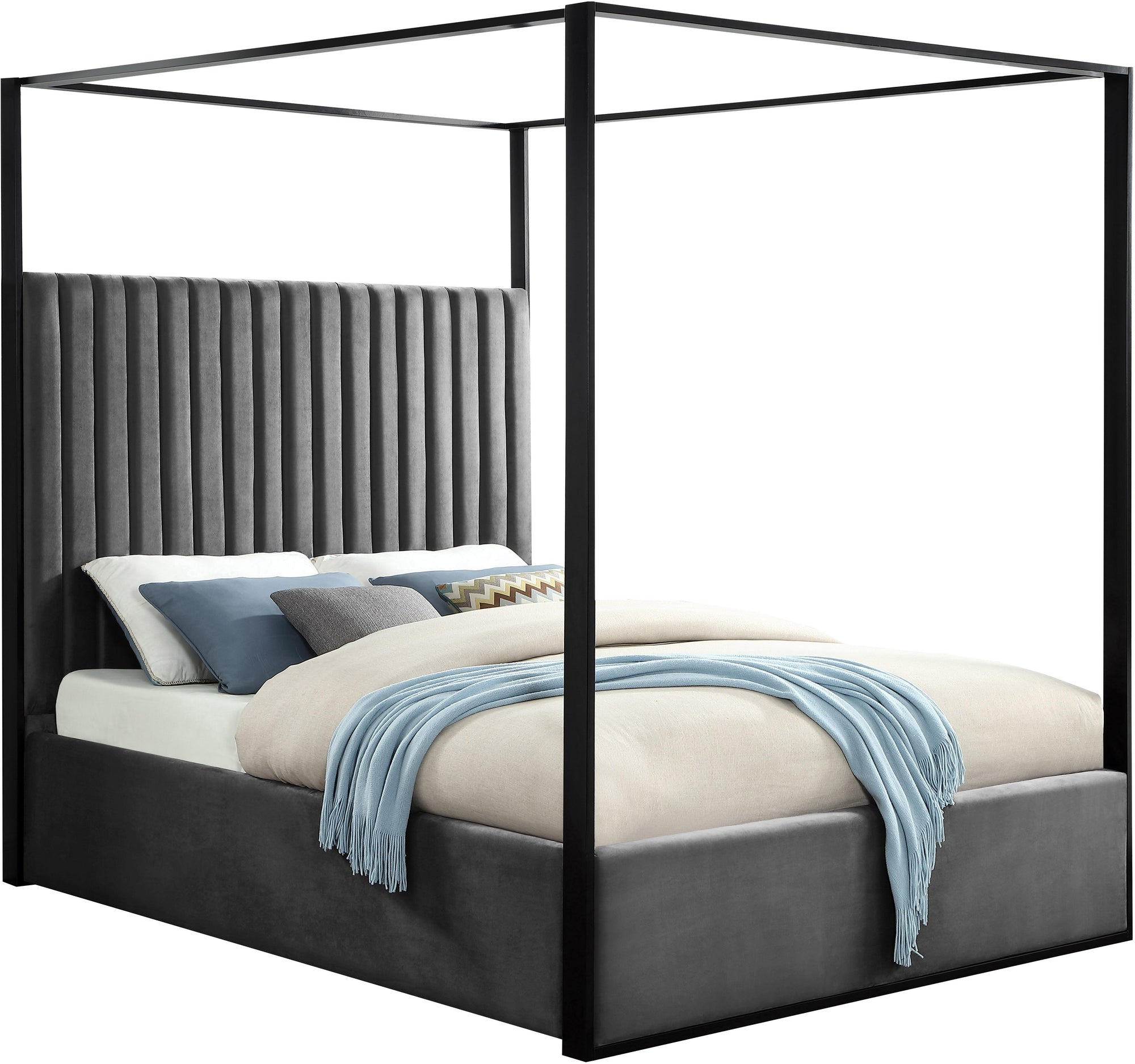 Jax Grey Velvet King Bed