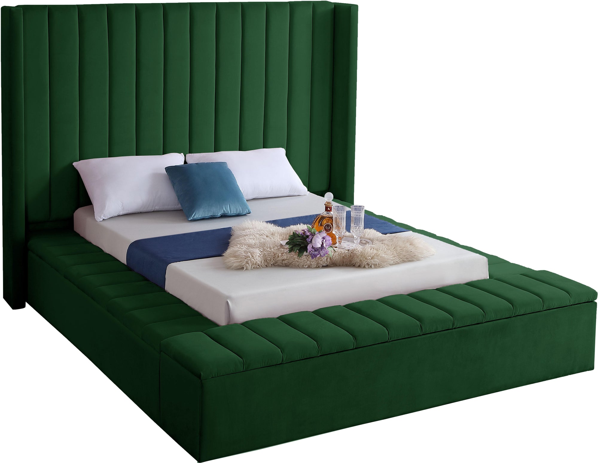 Kiki Green Velvet King Bed (3 Boxes)