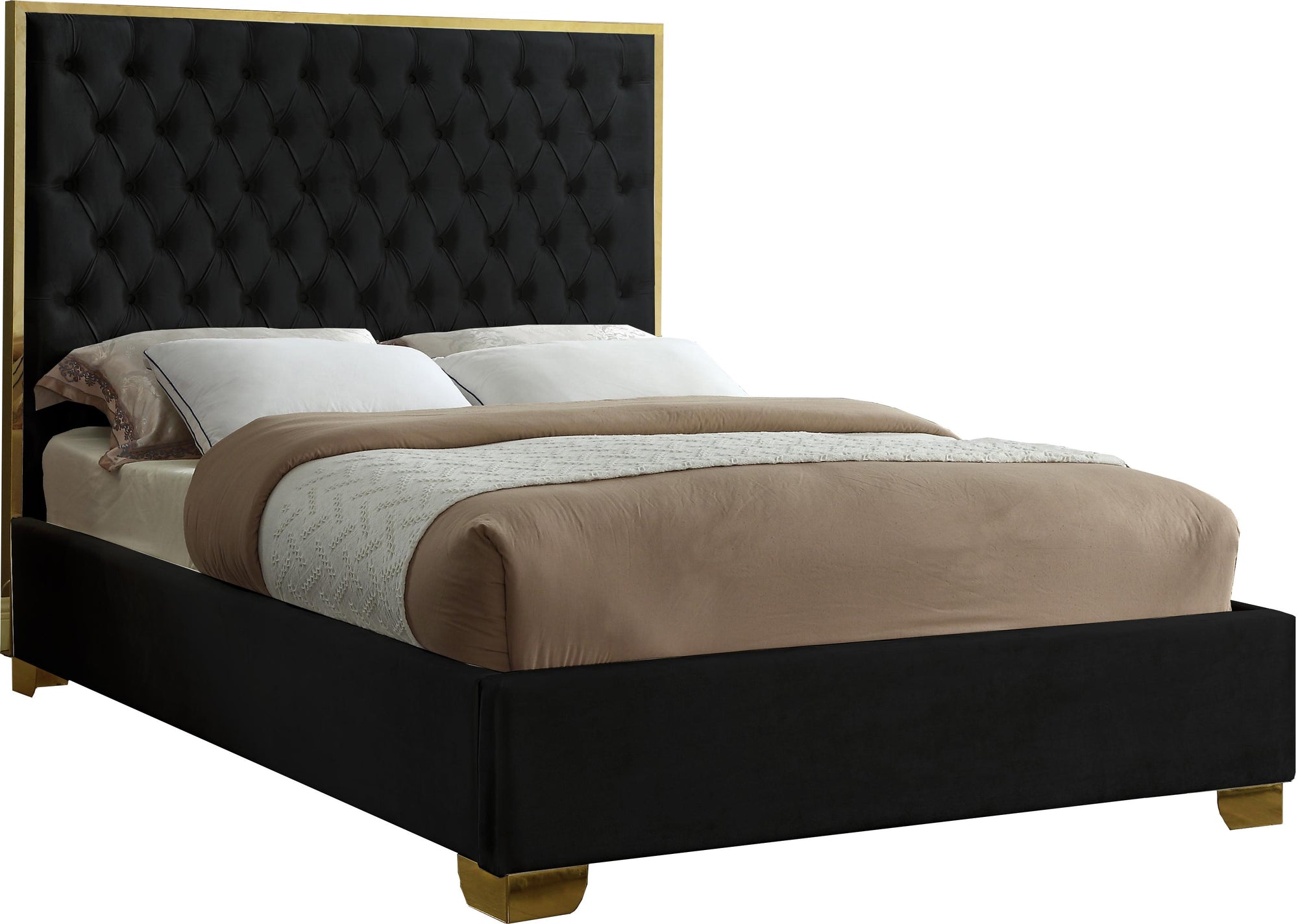 Lana Black Velvet King Bed