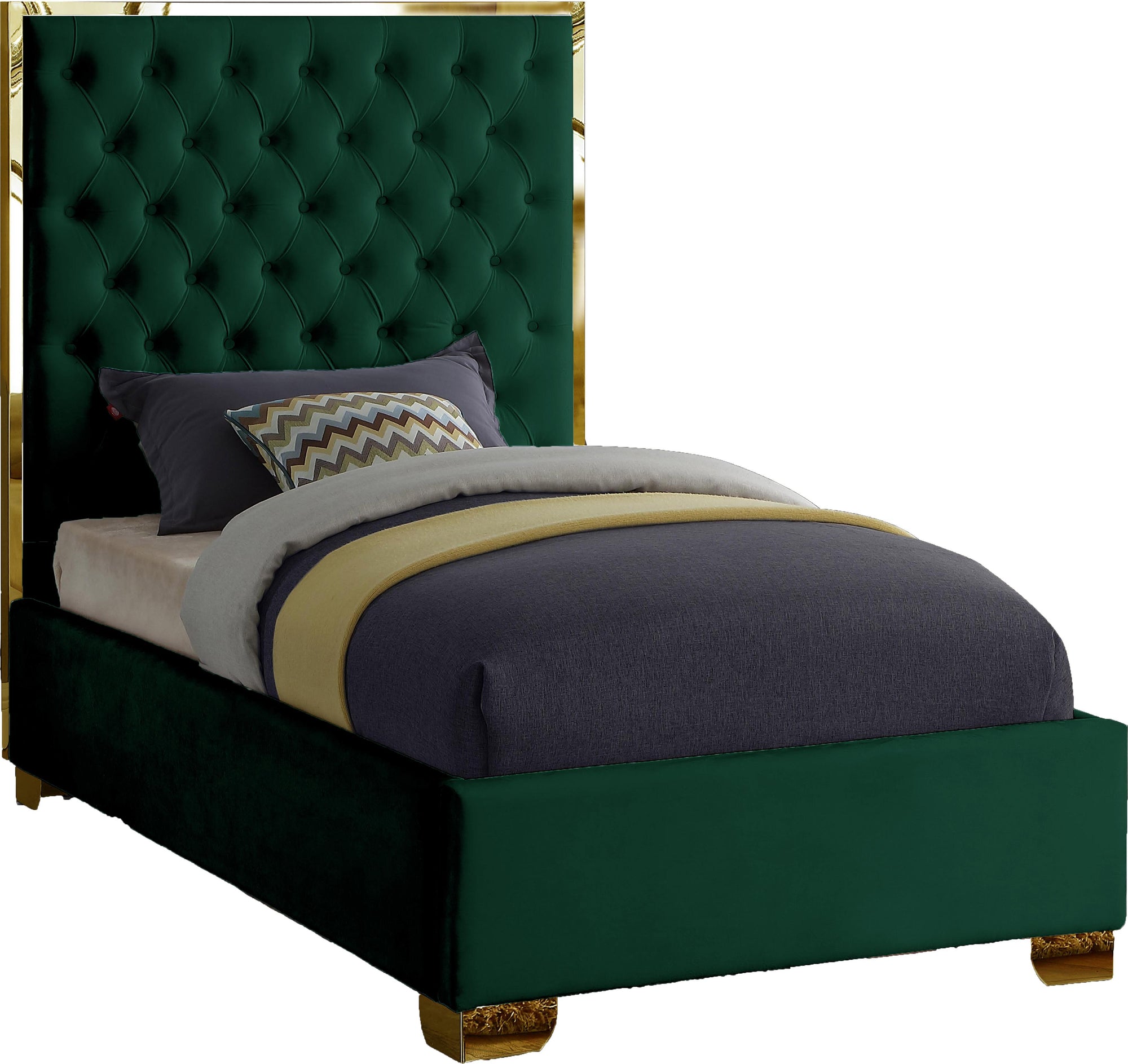 Lana Green Velvet Twin Bed