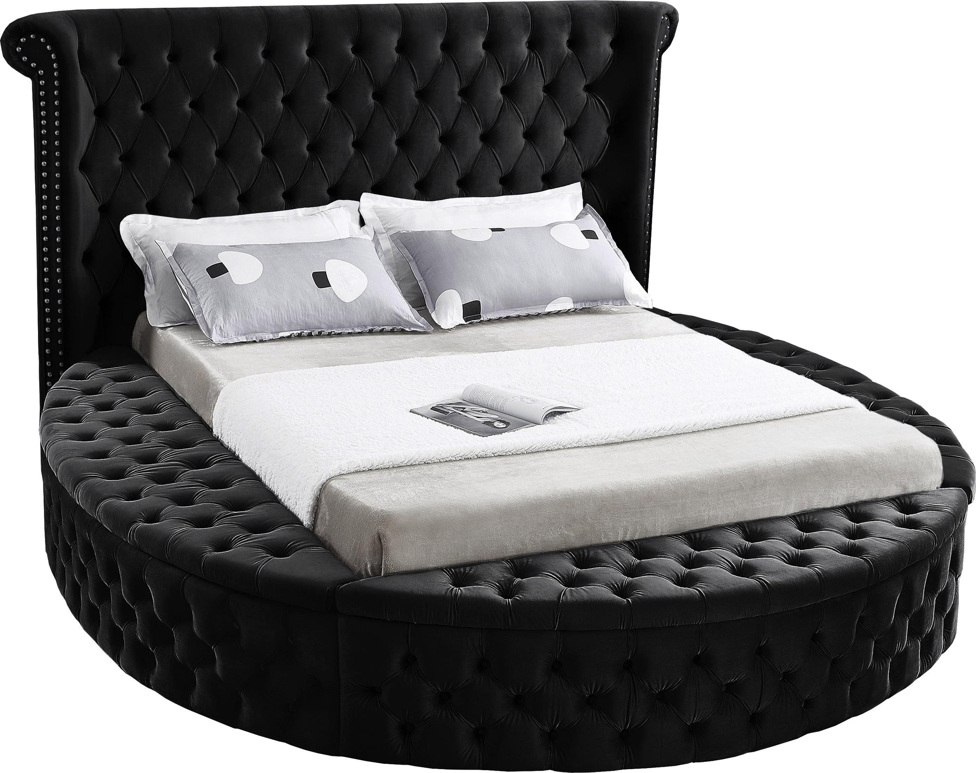 Luxus Black Velvet Queen Bed (3 Boxes)