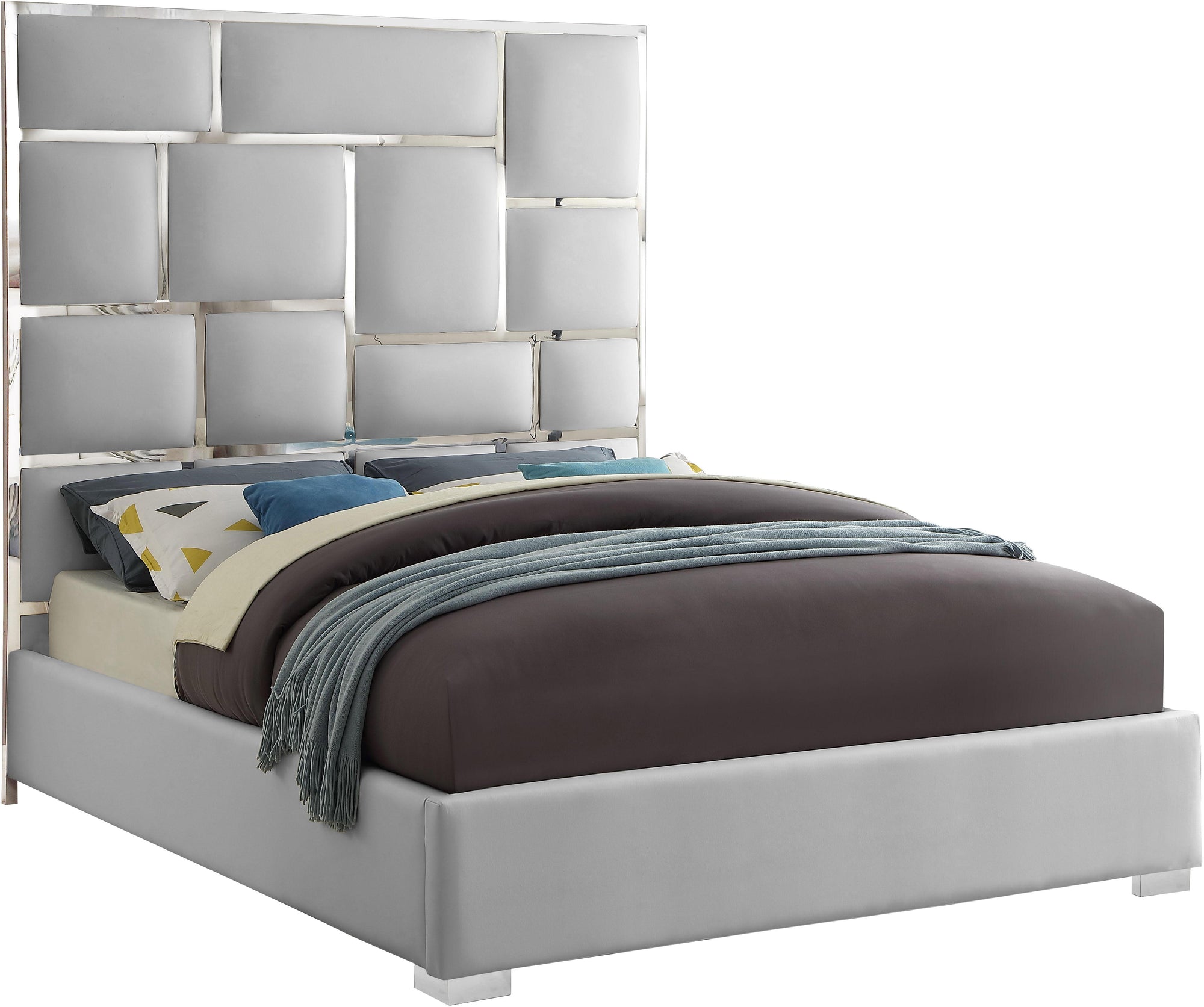 Milan White Faux Leather King Bed