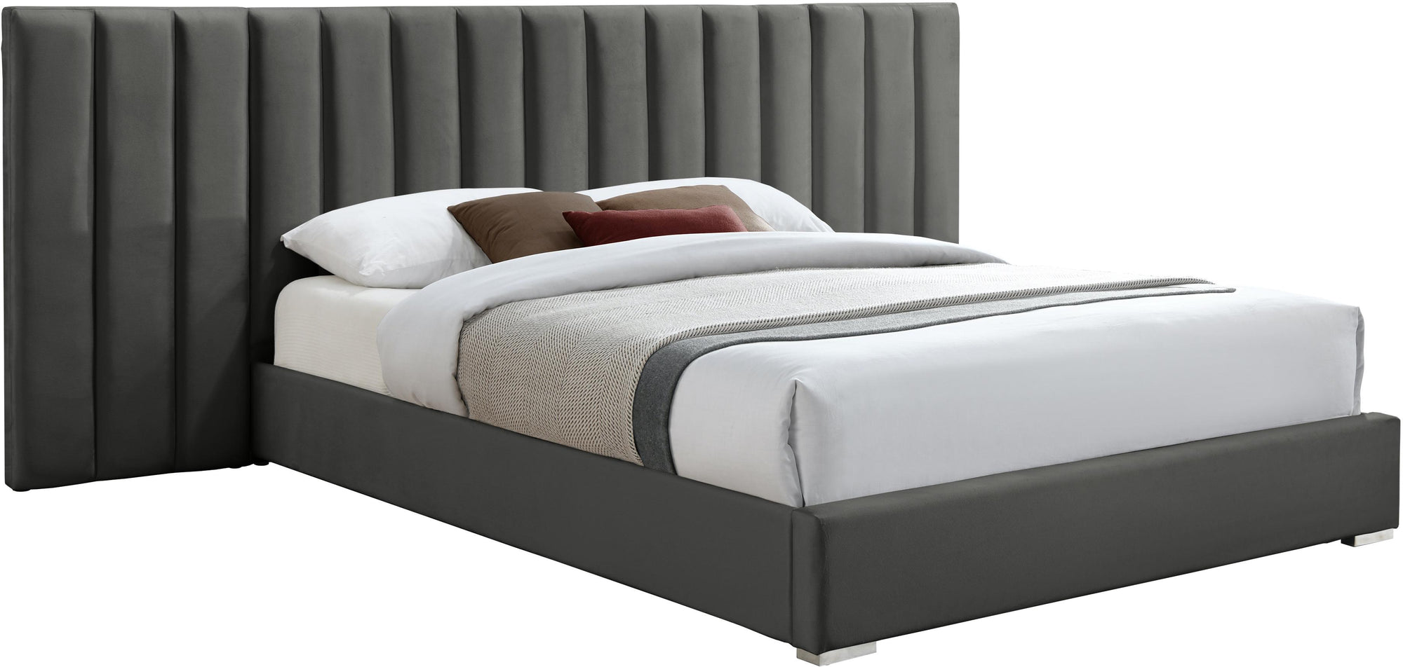 Pablo Grey Velvet Queen Bed