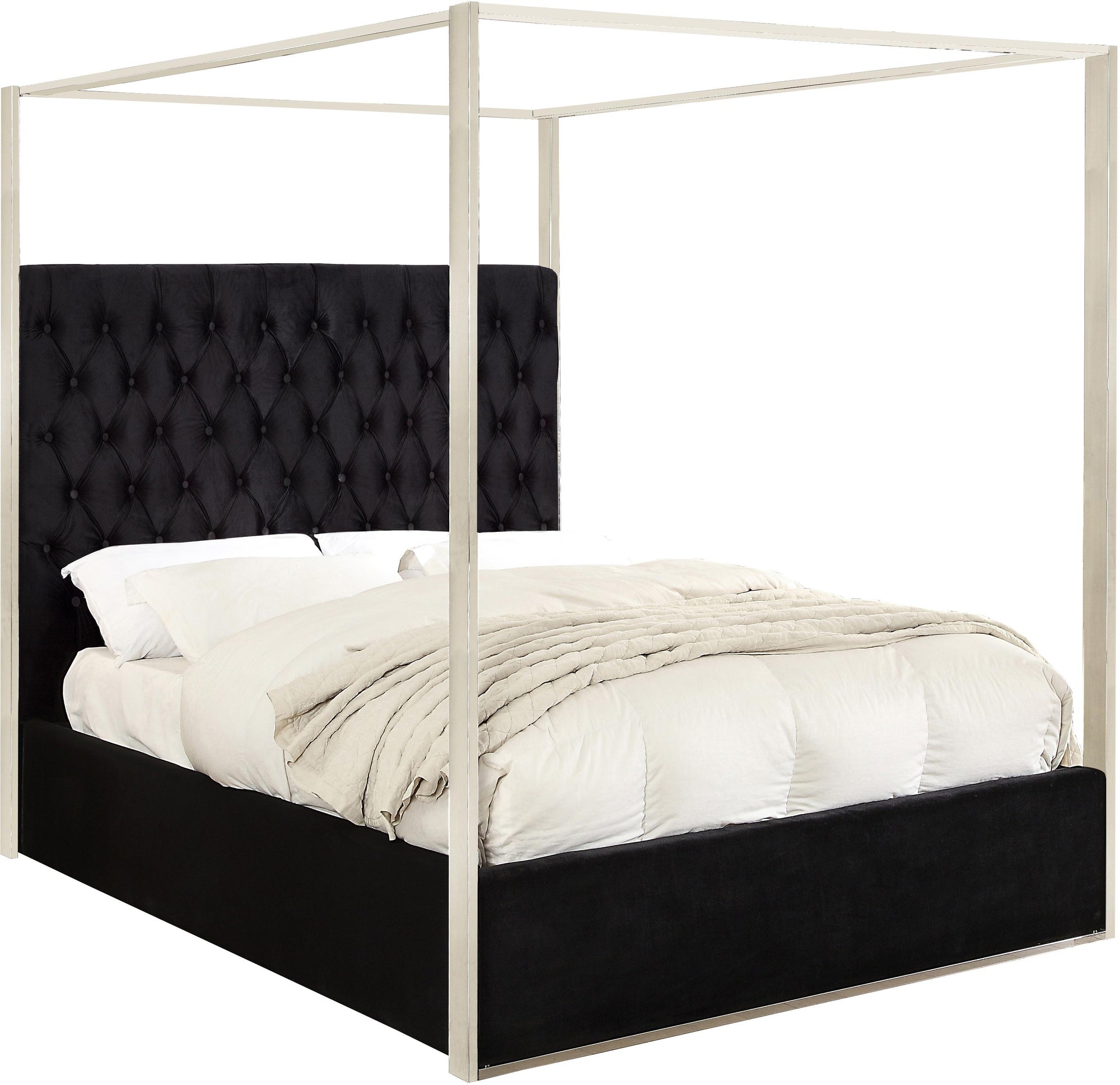 Porter Black Velvet Queen Bed