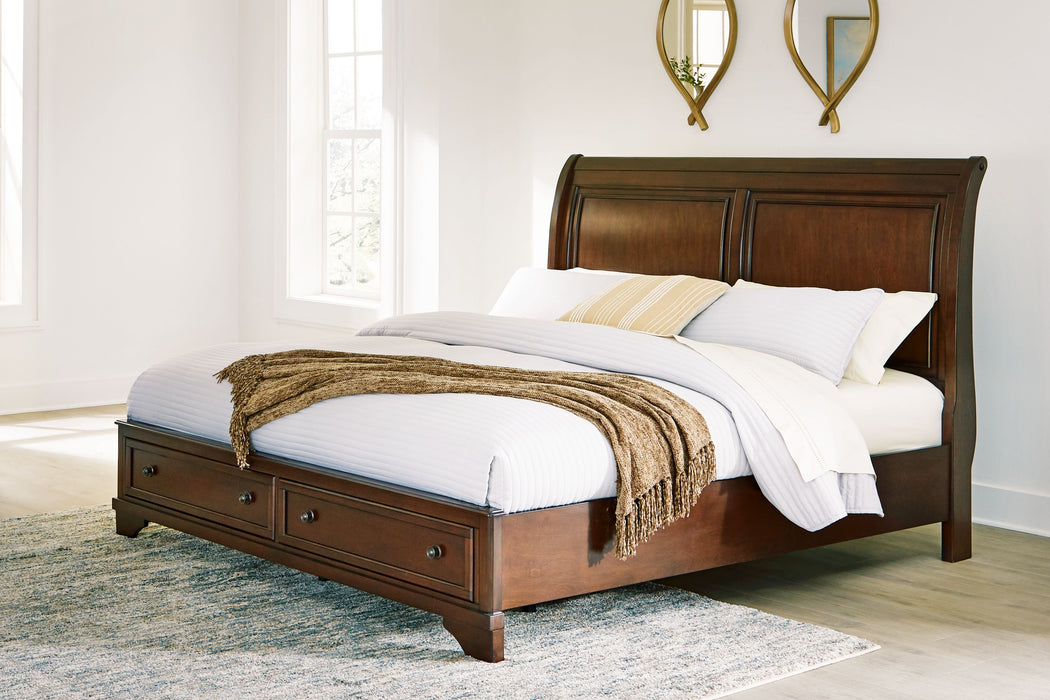 Trellington - Brown - King Sleigh Storage Bed