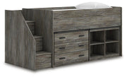 Frandern Loft Bed with Bookcase and Drawer Storage