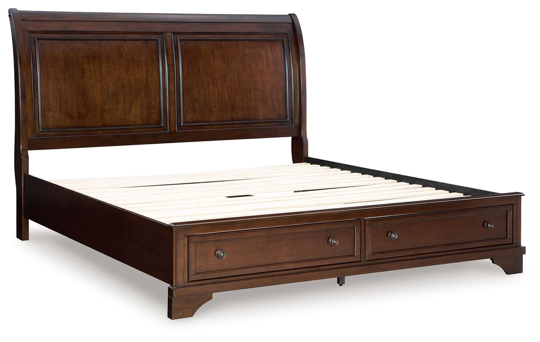 Trellington - Brown - King Sleigh Storage Bed