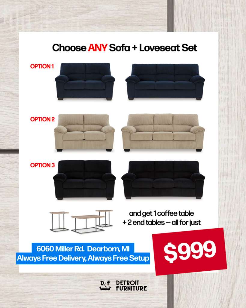 Sofa + Loveseat & Three Tables