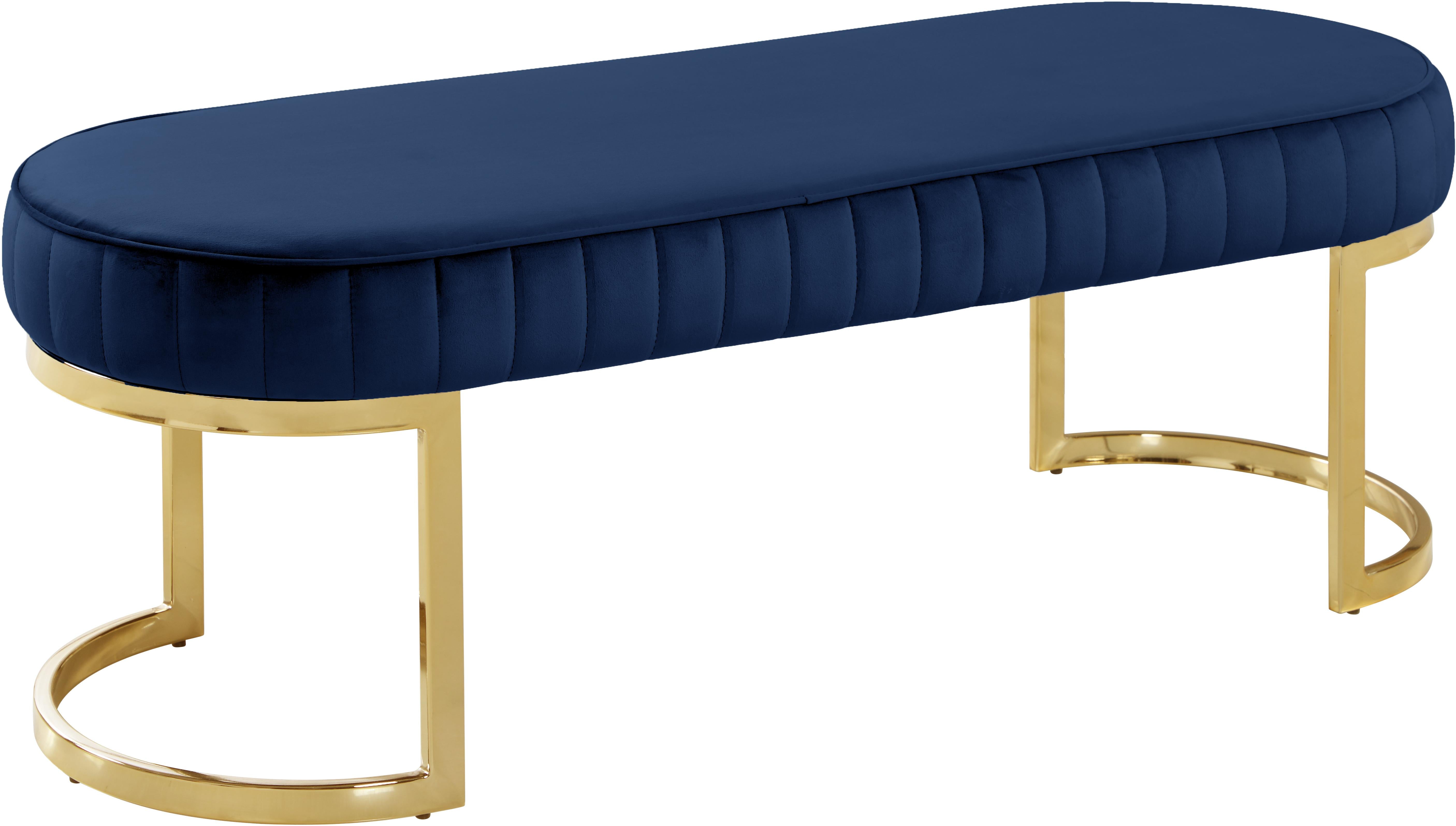 Lemar Navy Velvet Bench