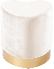 Heart Cream Velvet Ottoman/Stool
