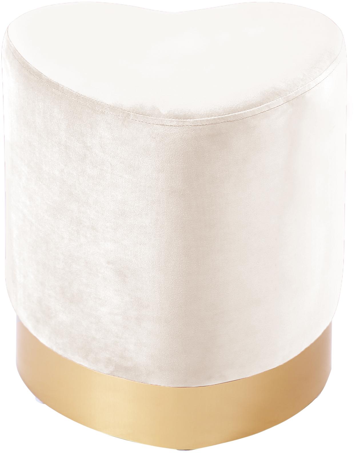 Heart Cream Velvet Ottoman/Stool