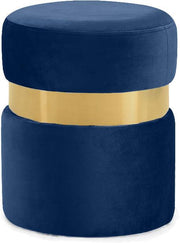 Hailey Navy Velvet Ottoman/Stool