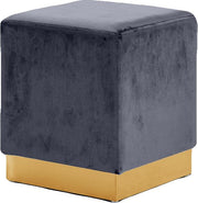 Jax Grey Velvet Ottoman/Stool