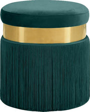Yasmine Green Velvet Ottoman/Stool