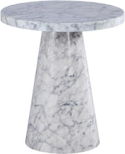 Omni White Faux Marble End Table