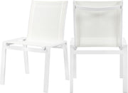 Nizuc White Mesh Waterproof Fabric Outdoor Patio Aluminum Mesh Dining Chair